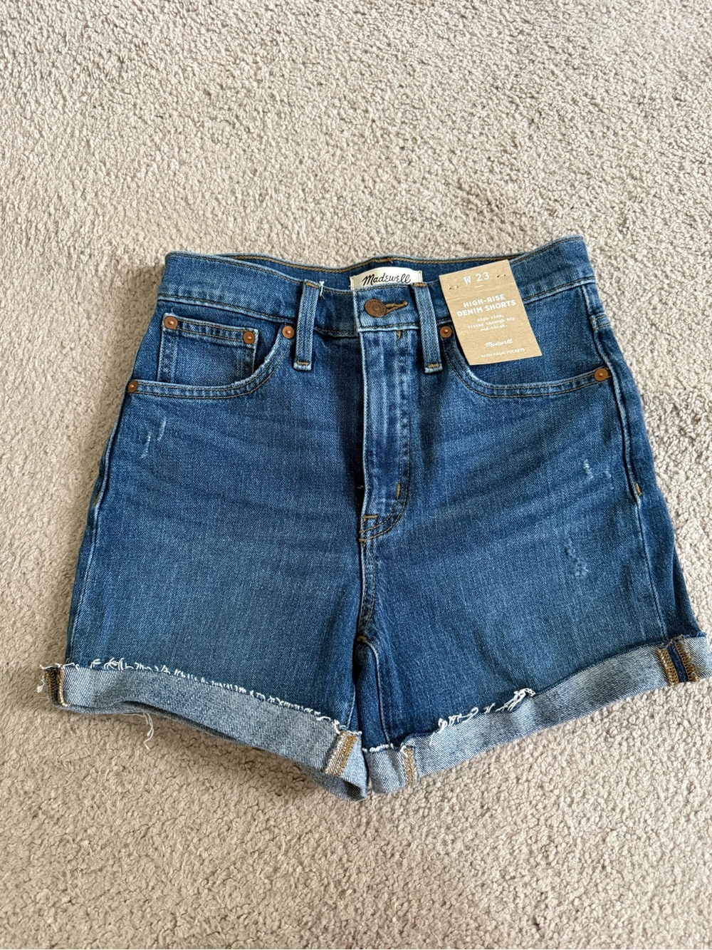 Madewell Rolled Hem High-Rise Jean Shorts - Blue Denim